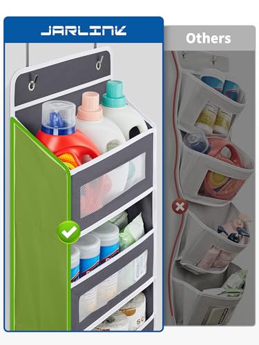 JARLINK Over The Door Organizer, 5 Shelf Door Hanging Organizer with 5 Large Pockets, 44 lbs Weight Capacity Hanging Storage for Bathroom, Bedroom, Nursery, RV, Pantry (Dark Grey)