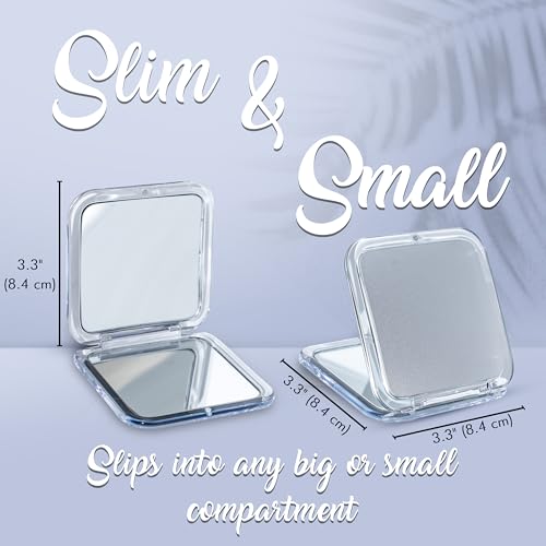 MIRRORVANA Small Compact 20X Magnifying Mirror for Travel - Handheld, Foldable & Lightweight - Mini Pocket-Sized Magnified Mirror for Purse - Square 3.3” x 3.3”