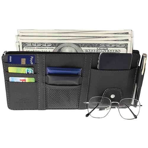 Car Sun Visor Organizer, Car Visor Organizer Visor Storage Organizer with Pockets Car Visor Storage Pouch Truck Sunvisor Organizer for Men Women(Black) - color: black