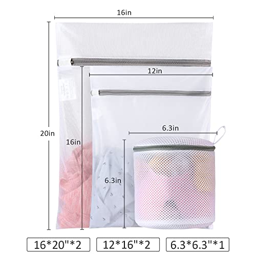 GOGOODA Mesh Laundry Bags for Delicates Durable Protective Wash Bags Travel Storage Bags for Intimates Lingerie,5PCS（2M,2L,1 Bra Bags） - size: 2M,2L,1 Bra Bags
