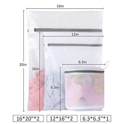 GOGOODA Mesh Laundry Bags for Delicates Durable Protective Wash Bags Travel Storage Bags for Intimates Lingerie,5PCS（2M,2L,1 Bra Bags） - size: 2M,2L,1 Bra Bags