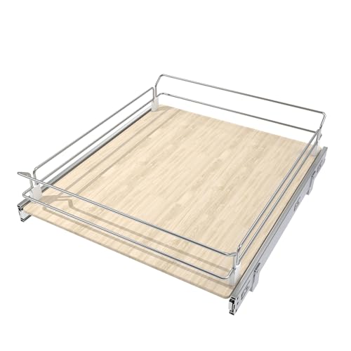 Pull Out Cabinet Organizer 20" W X 22" D, Slide Out Drawers For Kitchen Organizers and Storage, Pull Out Drawers For Cabinets Capacity Heavy Duty Caddy, Cabinet Shelves Wood Chrome, Pantry Storage - color: 1 Tier, size: 20”W x 22”D