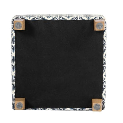 HomePop 18" Classic Square Storage Ottoman - Blue Geometric Pattern - color: Blue Geometric Pattern