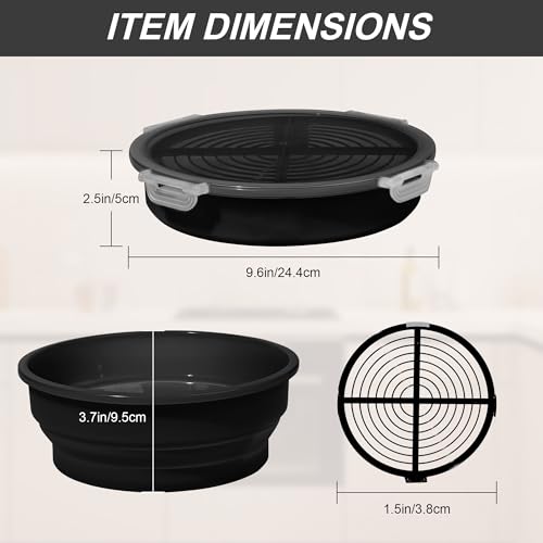 FJNATINH Collapsible Batter Bowl - Mess Free Better Breader Shaker Bowl with Lid Breading Shaker Container - Great for Fried Fish, Fried Chicken, Onion Rings, Wings & More,No Leak,Easy to Store,Black - color: Black