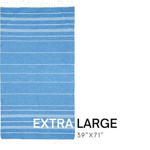 BAY LAUREL Turkish Beach Towel with Travel Bag 39 x 71 Quick Dry Sand Free Lightweight Large Oversized Towels Light - color: Denim Blue