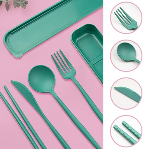 ELANE 4 Sets Reusable Travel Utensils Set with Case,Camping Cutlery Set Reusable Cutlery Set with Case,Utensil Sets for Lunch Picnic Daily Use Outdoor - color: color 1