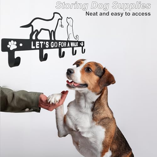 5 Hook Dog Leash Holder for Wall, for Entrances Key Holder Wall Mount&Dog Organization and Storage Gifts for Dog Lovers