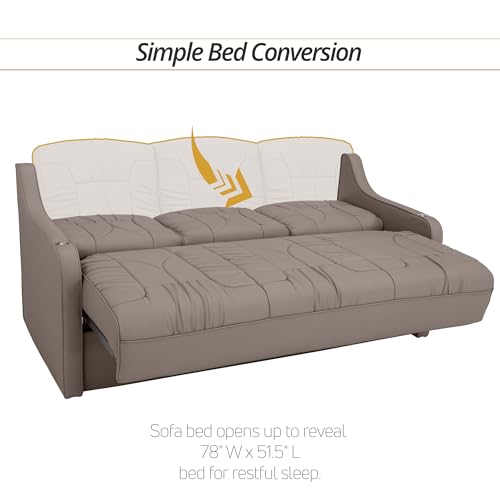 De Leon Console DX RV Sofa Bed, 78" Wide, Ultimate Leather, Light Antelope - color: Light Antelope, size: 78"