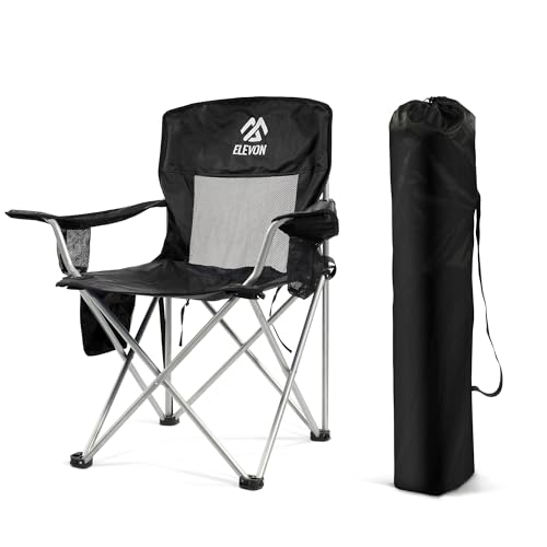Elevon Camping Chair, Portable Folding Outdoor Chair with Arms, Cup Holder and Carry Bag - color: Midnight-4 Pack