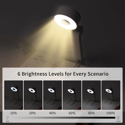 Book Light,USB Rechargeable Clip-On Reading Light,30 Adjustable Modes,Eye-Caring,Flashlight with Timer, Perfect for Book Lovers/Travel(White, Round) - color: White, size: Round