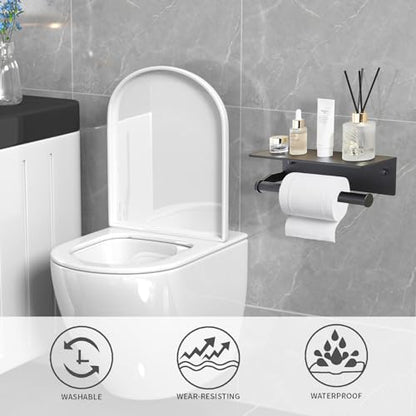 Black Paper Towel Holder Wall Mount with Thickened Shelf for Bathroom,Matte Black Adhesive Hand Towel Holder,Bathroom Kitchen RV - color: Black Thk
