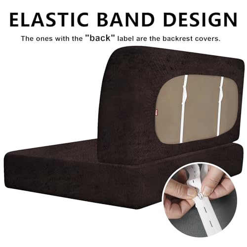 ANARACHON Leather Look RV Dinette Cushion Covers, Stretch Camper Cushion Slipcovers for Travel Trailer Couch RV Booth Seat(2 Backrest Cover & 2 Bench Cover,07 Chocolate) - color: Chocolate Brown, size: 2 Sets