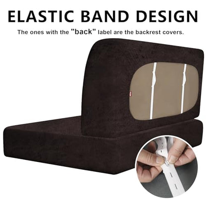 ANARACHON Leather Look RV Dinette Cushion Covers, Stretch Camper Cushion Slipcovers for Travel Trailer Couch RV Booth Seat(2 Backrest Cover & 2 Bench Cover,07 Chocolate) - color: Chocolate Brown, size: 2 Sets
