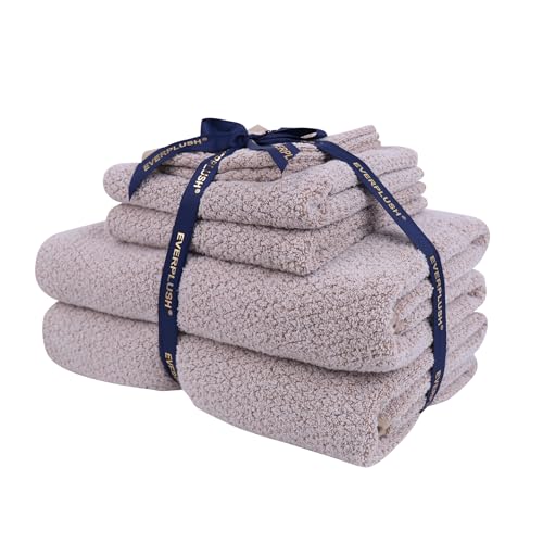Everplush Diamond Collection 6-Piece Bath Sheet Towel Set, Soft Plush Jacquard Luxury Bath Towels,Highly Absorbent & Fast-Drying Luxury Towels Sets for Bathroom,Shower, or Spa(Brown, Bath Sheet 6PK) - color: Brown, size: Bath sheet 6PK