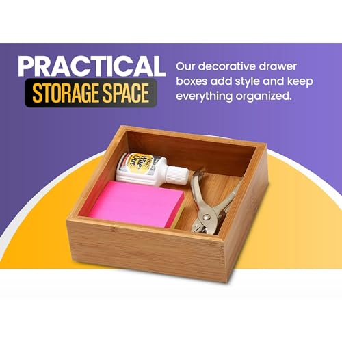 YBM HOME Bamboo Drawer Organizer Storage Box for Kitchen Drawer, Junk Drawer, Office, Bedroom, Children Room, Craft, Sewing, and Bathroom, 2 Pack 3x3x2 inch - size: 3x3x2 inch ( Pack of 2 )