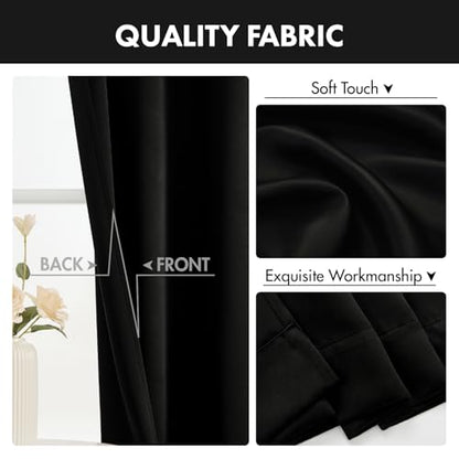 MIULEE Blackout Curtains 4 Panels Sets Black 84 Inch Length, Top and Bottom Rod Pocket Room Darkening Curtains for Living Room Bedroom Windows, 4 Pack Thermal Insulated Light Blocking Curtain - color: Black, size: 40"W x 84"L (Pack of 4)