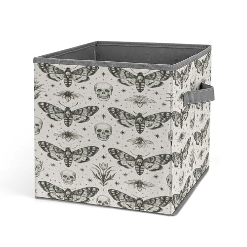 Skull Moth Floral Foldable Storage Box with Handle Organizer Containers for Home Office Clothes Office Supplies - color: style-3