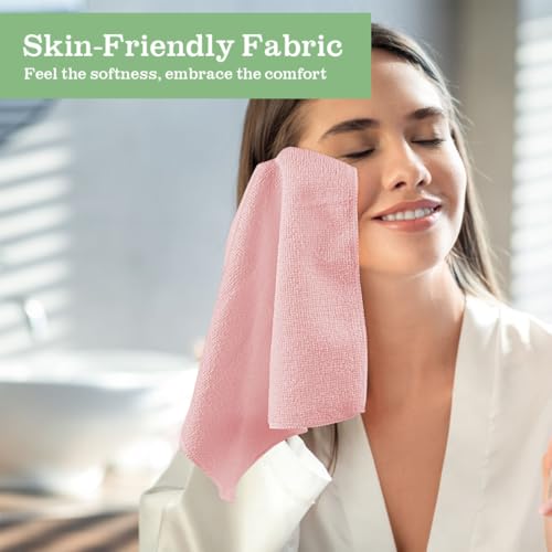 UNIMADE Washcloths Bulk - 100 Pack - Face Towels (12" x 12"), Highly Soft Wash Cloths and Hand Towels, Fast Drying Multi-Purpose Microfiber Cleansing Cloths for Bathroom, Hotel, Spa, and Salon - Pink - color: Pink, size: 100Pack
