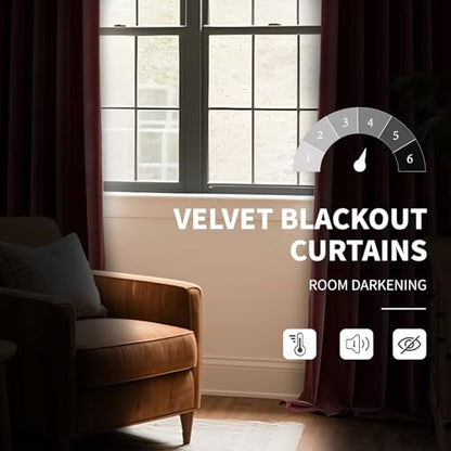 CUCRAF Dusty Rose Velvet Blackout Curtains 72 inches Long, Thermal Insulated, Noise Reducing Rod Pocket Luxury Drapes for Bedroom Living Room(52x72 inches, 2 Panels) - color: Dusty Rose, size: 52"W x 72"L (Pack of 2)