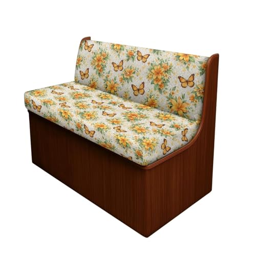 Butterfly Hibiscus Floral Print RV Dinette Cushion Covers Camper Cushion Slipcover Stretch 2Pcs Sofa Backrest&Bench Cover Furniture Protector for RV Camper, 2Set - color: Butterfly Hibiscus Floral