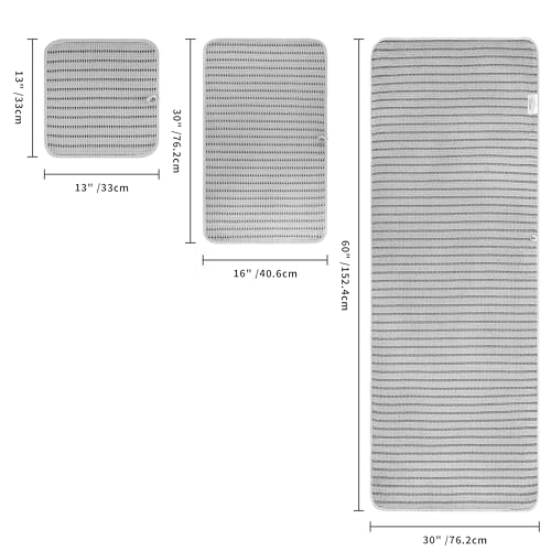 POLYTE 430 GSM Microfiber Quick Dry Lint Free Oversize Bath Towel Set, 6 Piece (Waffle Weave) - color: Light Gray/Black