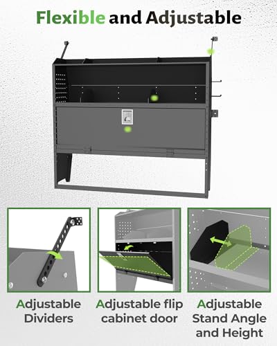 StarONE Heavy Duty Adjustable Van Shelving with Lockable Door and Hooks, 52" W x 46" H x 13" D, Fit for Transit, GMC, Chevy Express, NV, Promaster, Sprinter and Metris, Van Storage for Service Tools - size: 52" W x 46" H x 13" D