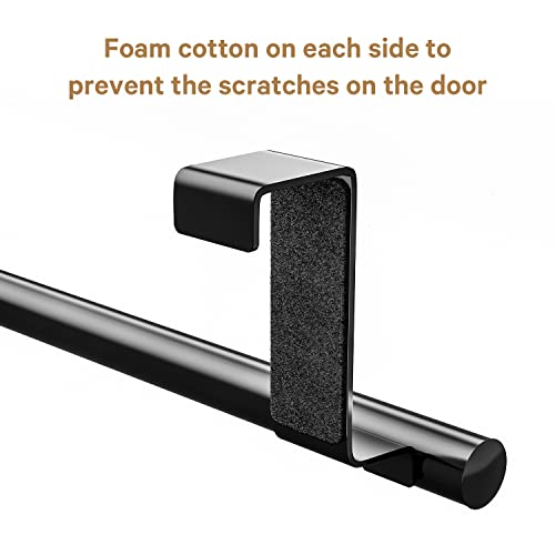 Stainless Steel Over Door Towel Rack Bar Holders for Universal Fit on Over Cabinet Cupboard Doors 2 Pack (Black) - color: Black
