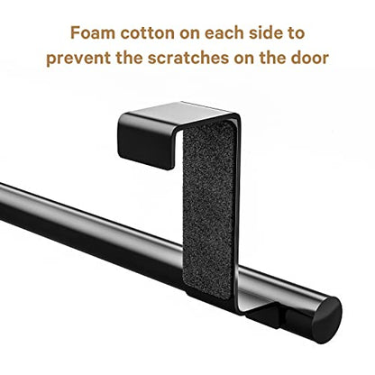 Stainless Steel Over Door Towel Rack Bar Holders for Universal Fit on Over Cabinet Cupboard Doors 2 Pack (Black) - color: Black
