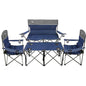 Camping Chair Set of 3, Outdoor Folding Camping Chairs for Heavy People with Cup Holder & Carry Bag,Collapsible Chair Include One Sofa Chair and Two Single Chair,Support up to 500lbs - color: Blue-4pcs