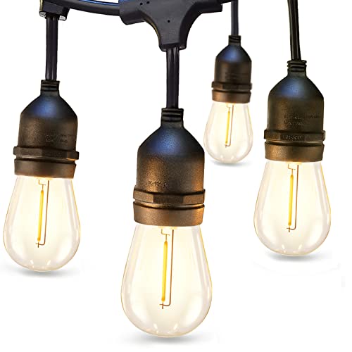 addlon LED Outdoor String Lights 24FT with Edison Vintage Shatterproof Bulbs and Commercial Grade Weatherproof Strand - ETL Listed Heavy-Duty Decorative Cafe, Patio, Market Light - size: 24FT