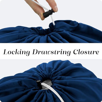 Handy Laundry Nylon XL - Large Capacity with Locking Drawstring, Machine Washable, Fits Laundry Baskets or Hampers, Holds 3 Loads of Clothes - Navy Blue (Pack of 2) - color: Navy Blue
