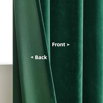 CUCRAF Dark Green Velvet Blackout Curtains 108 inches Long, Thermal Insulated, Noise Reducing Rod Pocket Luxury Drapes for Bedroom Living Room(52x108 inches, 2 Panels) - color: Dark Green, size: 52"W x 108"L (Pack of 2)