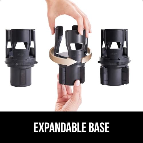 GORILLA GRIP Patent Pending Adjustable Car Cup Holder Expander, 2 PK, Keeps Water Bottle Secure, Expands to Fit 18 to 48 oz Bottles, Yeti, Owala, Stanley with Handle, Coffee Mug Insert for Cars, Black - color: Black