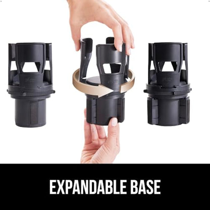 GORILLA GRIP Patent Pending Adjustable Car Cup Holder Expander, 2 PK, Keeps Water Bottle Secure, Expands to Fit 18 to 48 oz Bottles, Yeti, Owala, Stanley with Handle, Coffee Mug Insert for Cars, Black - color: Black