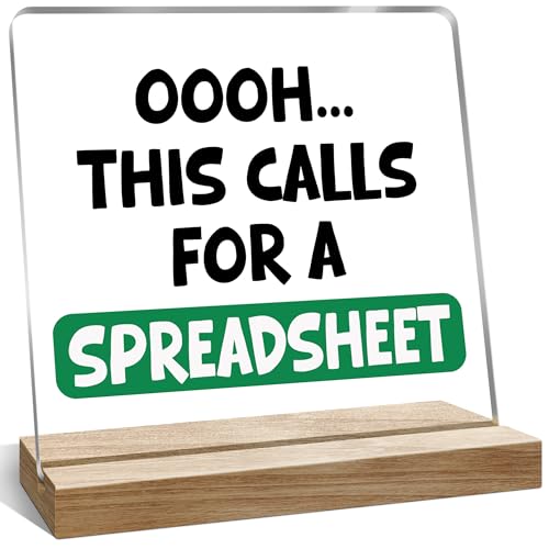 Funny Office Desk Decor Gifts for Women Men, Oooh This Calls for a Spreadsheet Desk Decoration for Home, 4x4 Inches - color: Indigo