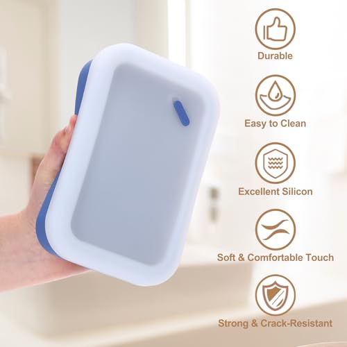 PATIKIL Leakproof Travel Soap Case, Silicone Travel Soap Container with Draining Layer Portable Bar Soap Holder for Bathroom Camping Gym, Translucent Navy Blue - color: Translucent Navy Blue