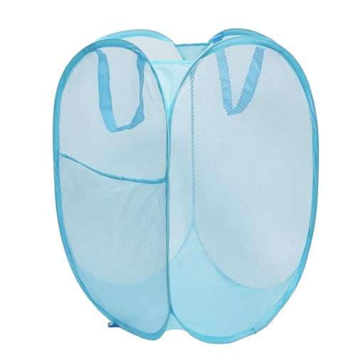 Pop up hamper, the upgraded laundry basket with breathable side pocket mesh. Ideal for room, apartment, dormitory, travel, business trip & kids storage (1,sky blue) - color: Sky blue