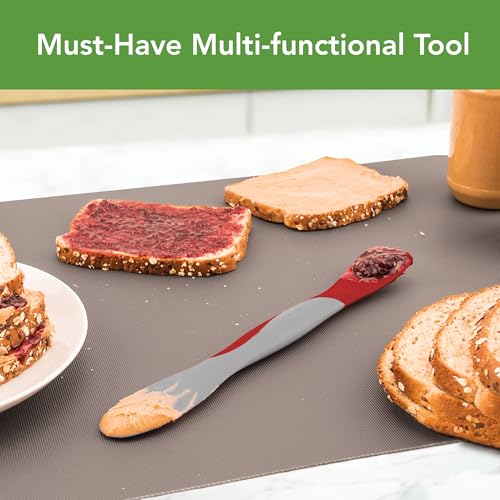 Tovolo Scoop and Spread Large Dual End Silicone Sandwich Spreader Tool with Nylon Handle, BPA Free Dishwasher Safe Silicone and Nylon Tool for Spreading and Scooping, Cayenne Red and Oyster Gray - color: Cayenne, size: Large