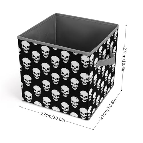 White Skull Pattern Foldable Storage Box with Handle Organizer Containers for Home Office Clothes Office Supplies - color: style-1