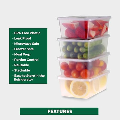 Freshware Food Storage Containers [50 Set] 34 oz Plastic Deli Containers with Lids,Slime,Soup, Meal Prep_Containers, BPA Free, Stackable,Leakproof,Microwave, Dishwasher and Freezer Safe (Pack of 4) - size: 34 oz - 50-Set (Pack of 4)