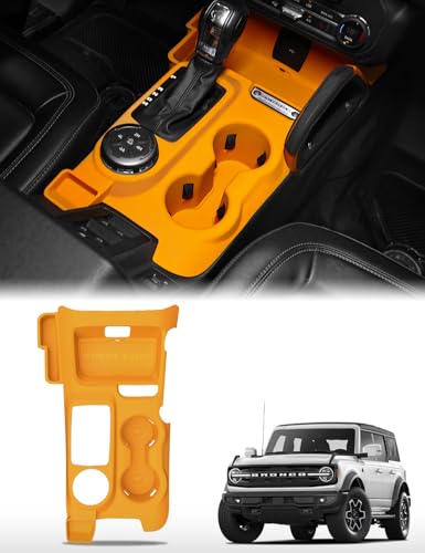 3-in-1 Silicone Center Console Liner Tray For Ford Bronco 2021-2024 Automatic Transmission Non-Slip Cup Holder Mat Center Console Protector Liner Pad& Side Storage Pocket Interior Accessories Orange - color: Orange, size: 3-in-1 Center Console Liner /2021