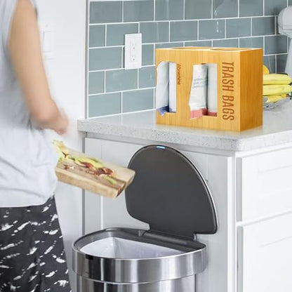 Libreshine Extra Large Bamboo 2-in-1 Trash Bag Dispenser & Roll Holder – Fits Costco Kirkland & Members Mark Jumbo Rolls, Wall/Under-Sink/Cabinet Mountable, Dual-Slot Storage for 2 Rolls - color: Natural, Large 2-slot