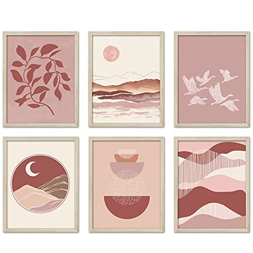 Artivo Boho Wall Decor Art Prints 8x10 set of 6 Boho Posters, Modern Prints for Wall Art, Southwestern Desert Bedroom Decor - color: Boho 6 Set1