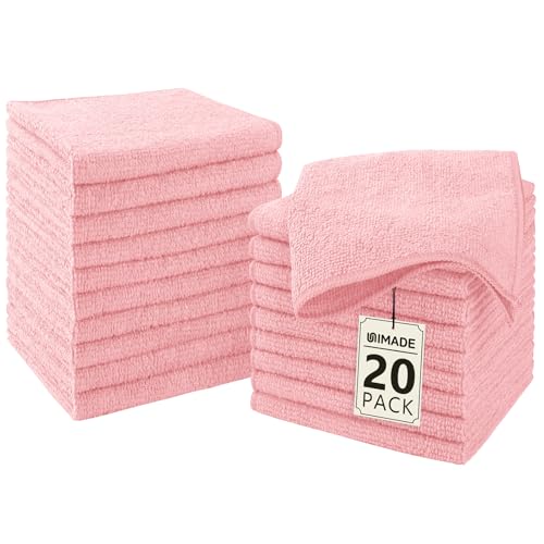 UNIMADE Washcloths - 20 Pack - Face Towels (12" x 12"), Highly Soft Wash Cloths and Hand Towels, Fast Drying Multi-Purpose Microfiber Cleansing Cloths for Bathroom, Hotel, Spa, and Salon - Pink - color: Pink, size: 20Pack
