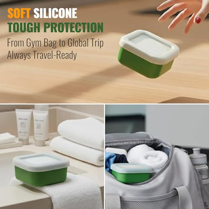 AIMAIAIMAI Shampoo Bar Travel Case Compatible with Kitsch, Leakproof Silicone Small Travel Soap Case with Draining Pad, Portable Soap Container for Gym & Camping, 1 Pack (Black) - color: Black