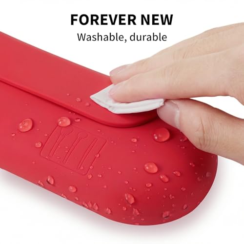 AGIKET Silicone Makeup Brush Holder Travel Cosmetic Bag：Soft Portable Cosmetic Face Brushes Holder with Upgrade Anti-Fall Out Magnetic Closure, Large Travel Makeup Brush Case - Carmine - color: Carmine, style: Brush Holder