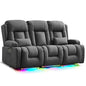 URRED Power Loveseat Recliner Sofa with Massage and Heat, Wall Hugger Reclining Loveseat with Console, RV Couch Home Theater Seating with LED Lights for Living Room (Gray, 76.8" - 3 Seats) - color: Grey, size: 76.8" - 3 Seats