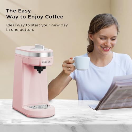 CHULUX Mini Coffee Maker for K Capsule, Single Serve Coffee Maker for One Cup Americano, Lightweight Pod Coffee Machine, Dusty Rose - color: Dusty Rose