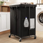 150L Large Laundry Basket with Wheels, Rolling Laundry Hamper with Removable Laundry Bag & Metal Frame, Oxford Fabric Dirty Clothes Hampers for Bedroom, Laundry Room, Bathroom, Dorm(Black) - color: Black