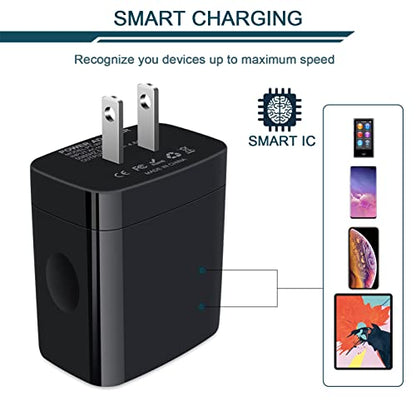 Wall Charger, USB Charger Adapter, AILKIN 4.8A 4Multi Port Fast Charging | USBA Station Power Base Block Plug Cube Brick for iPhone 17 16 15 14 SE 13 12 Pro Max/X/Plus, Samsung A17/S25/S26 Kindle Plug - color: Black